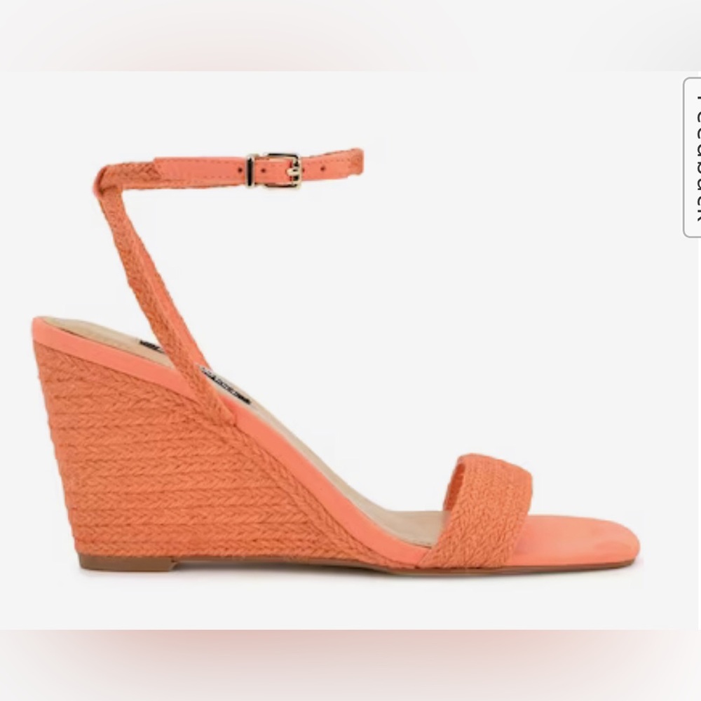 Nine West Orange Nile jute look open toe anklestrap wedge Sandal‎ size 12 new